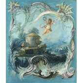 The Enchanted Home - A Pastoral Landscape Surmounted by Cupid