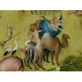 The Garden of Earthly Delights, central panel (Detail - Camel and people in a leaf)