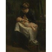 A Young Woman nursing a Baby
