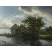 A Cottage and a Hayrick by a River