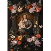 Мадонна с младенцем в цветочном картуше