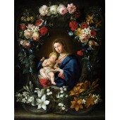 Мадонна с младенцем в цветочном картуше2