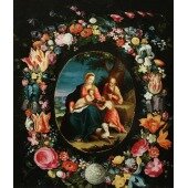 Святое Семейство с Иоанном Крестителем в обрамлении в виде венка из цветов