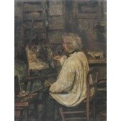 Corot peignant dans l'atelier de son ami le peintre Constant Dutilleux