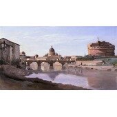 View of Rome - The Bridge and Castel Sant'Angelo with the Cuploa of St. Peter's