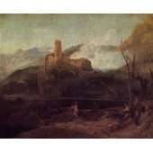 Mountain Scene with Castle, probably Martigny