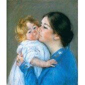 A Kiss for Baby Anne (Un baiser pour Bébé Anne) Pastel sur Papier (vers)