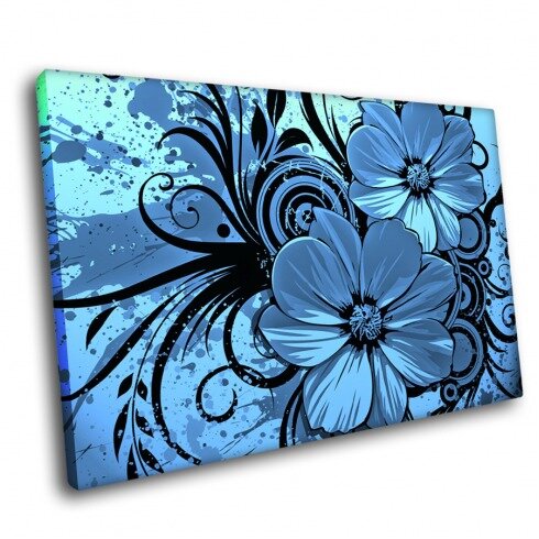 Абстрактный постер на холсте, Абстрактный голубой цветок