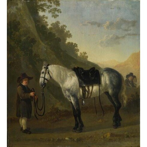Картина Абрахам ван Калрает, A Boy holding a Grey Horse