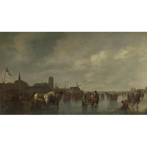 Картина Абрахам ван Калрает, Scene on the Ice outside Dordrecht
