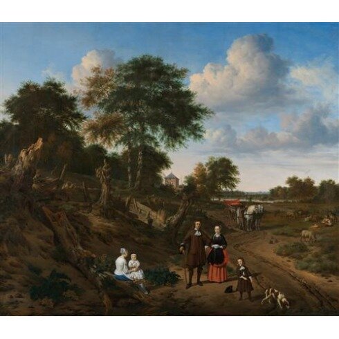 Картина Адриан ван де Велде, Portrait of a Couple with two Children and a Nursemaid in a Landscape