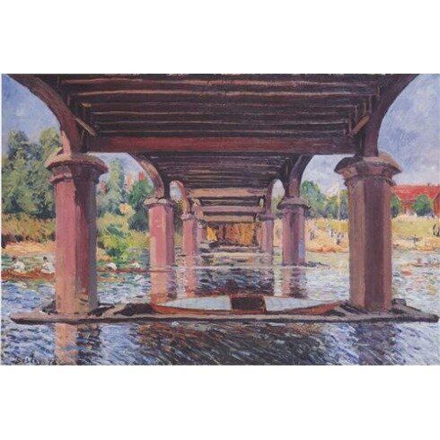 Картина Альфред Сислей, Unter der Brücke von Hampton Court