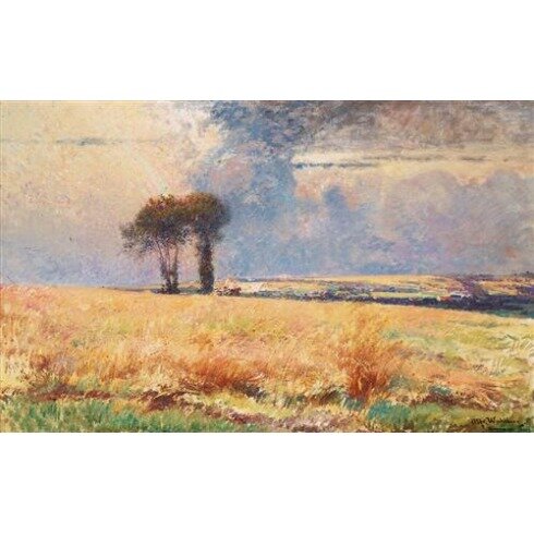 Картина Альфред Валберг, Åskvädersstämning från fälten vid Auvers (Brooding skies over the fields at Auvers)