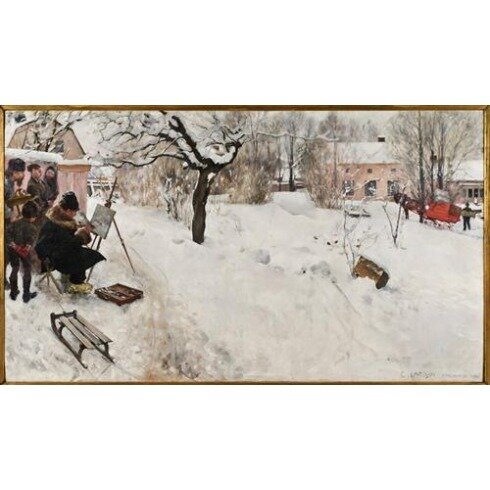 Картина Карл Ларсон, Open-Air Painter. Winter-Motif from Åsögatan 145, Stockholm