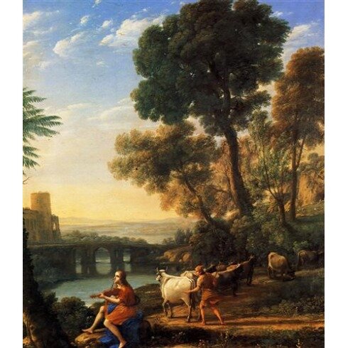 Картина Клод Лоррен, Paysage avec Mercure enlevant les boeufs d Apollon - Пейзаж с Аполлоном и Меркурием