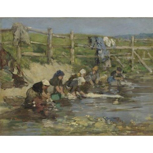 Картина Эжен Буден, Laundresses by a Stream