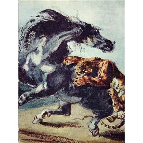 Картина Эжен Делакруа, Tiger greift ein Pferd an