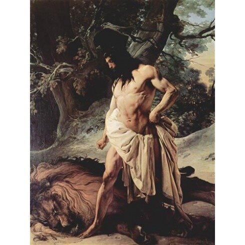 Картина Франческо Хайес, Samson and the Lion
