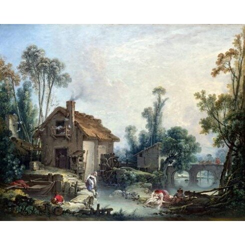 Картина Франсуа Буше, Пейзаж с водяной мельницей