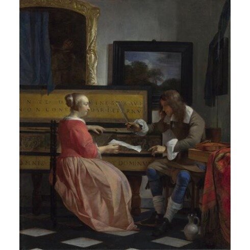 Картина Габриель Метсю, A Man and a Woman seated by a Virginal