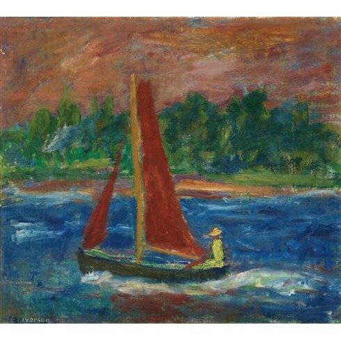Картина Иван Иварсон, Boat with red sails