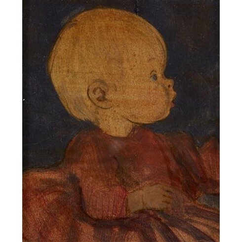 Картина Ивар Аросениус, Lillan i profil med röd klänning