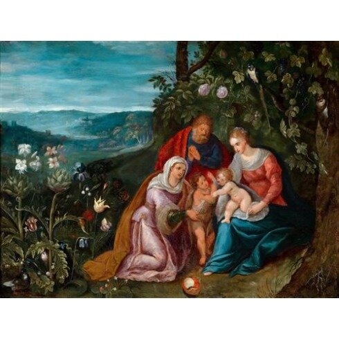 Картина Ян Брейгель Младший, Св семейство со св Елизаветой (совм с Франсом III Франкеном)
