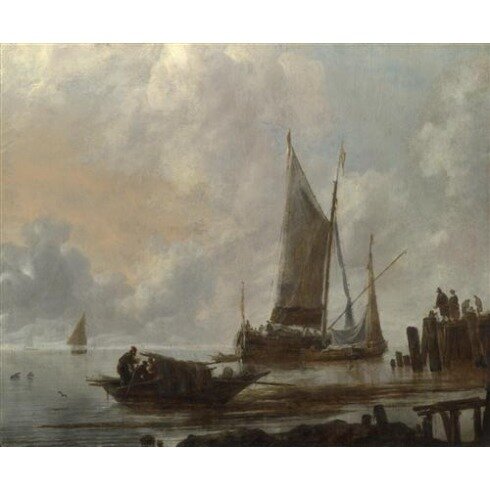 Картина Ян ван де Капелле, Vessels Moored off a Jetty