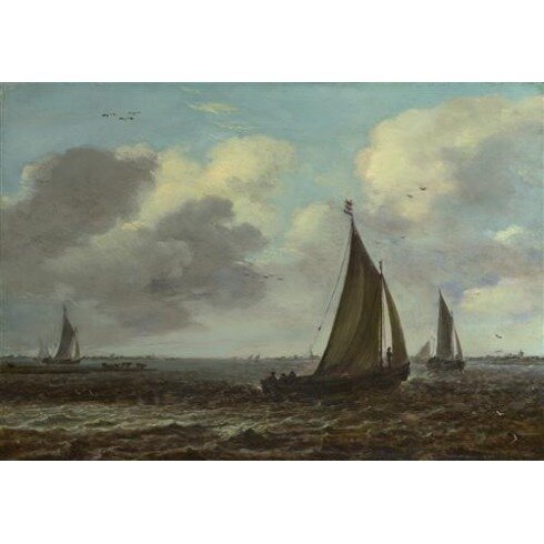 Картина Ян ван Гойен, Sailing Vessels on a River in a Breeze
