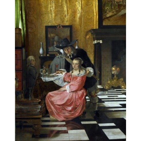 Картина Ян Вермеер, An Interior, with a Woman refusing a Glass of Wine