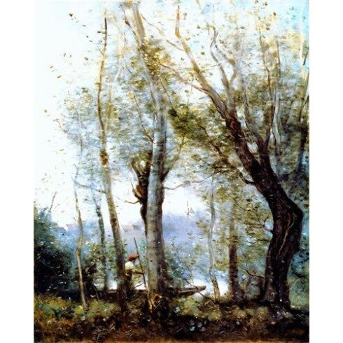 Картина Жан Батист Камиль Коро, Le batelier passant derrière les arbres d la rive
