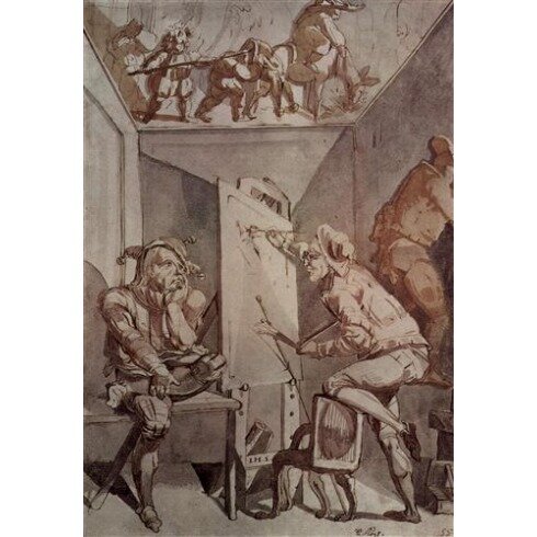 Картина Иоганн Генрих Фюсли, Ein Maler mit Brille zeichnet einen Narren