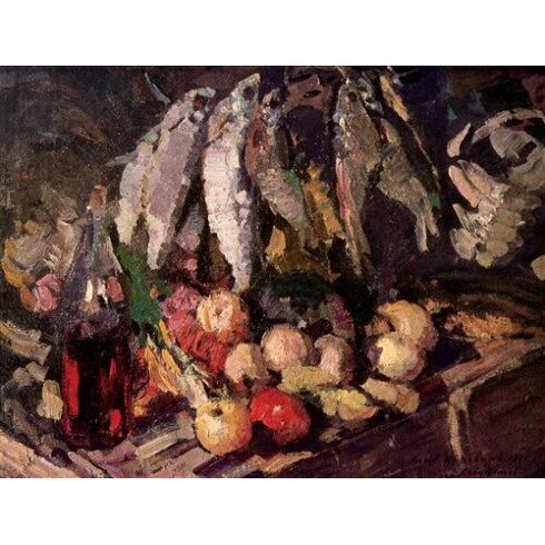 Картина Константин Коровин, Рыбы, вино и фрукты