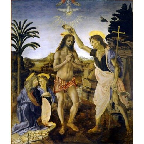 Картина Леонардо да Винчи, Battesimo di Cristo - Крещение Христа