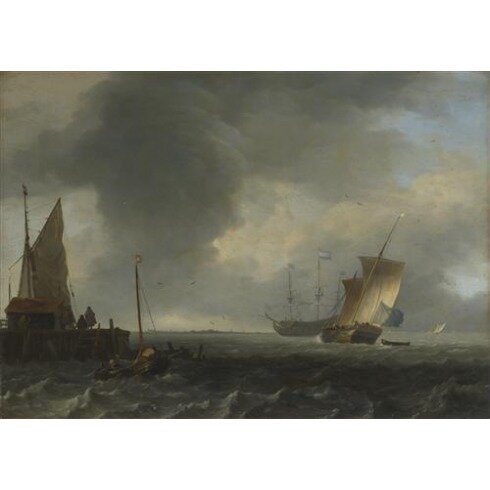 Картина Людольф Бакхёйзен, A View across a River near Dordrecht