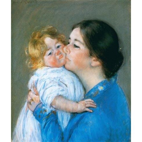 Картина Мэри Кассат, A Kiss for Baby Anne (Un baiser pour Bébé Anne) Pastel sur Papier (vers)