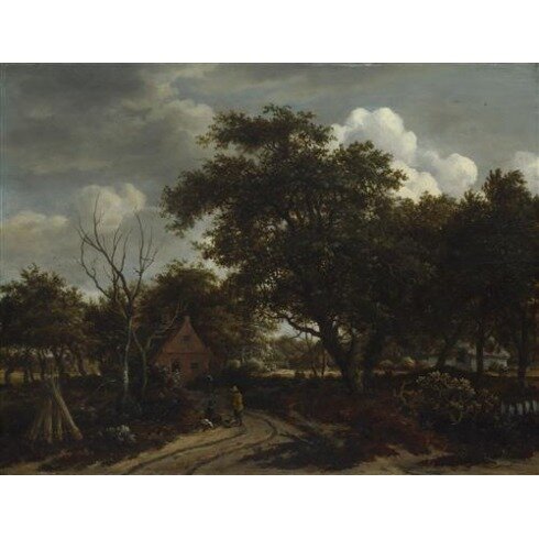 Картина Мейндерт Хоббема, Cottages in a Wood