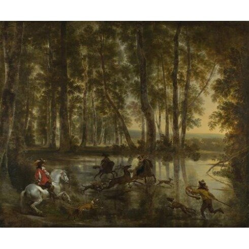 Картина Николас Берхем, A Stag Hunt in a Forest