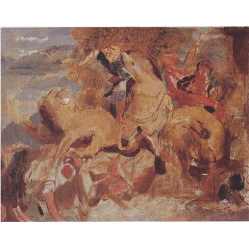 Картина Одилон Редон, Studie zu Die Löwenjagd nach Delacroix