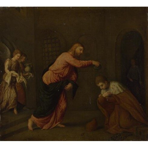 Картина Парис Бордоне, Christ baptising Saint John Martyr