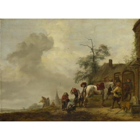 Картина Филипс Воуверман, A Horse being Shod outside a Village Smithy
