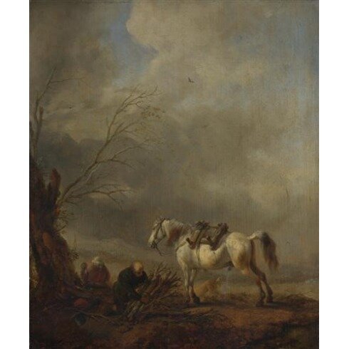 Картина Филипс Воуверман, A White Horse, and an Old Man binding Faggots