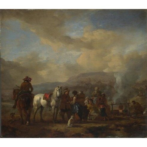 Картина Филипс Воуверман, Two Horsemen at a Gipsy Encampment