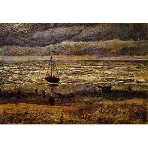 Картина Ван Гога, seascape with fishing boat - 040